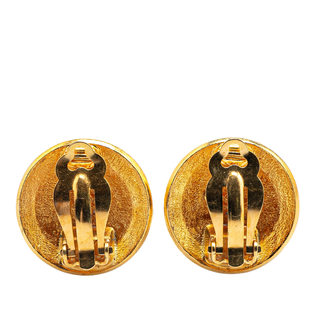 Chanel plaqué CC Rond Clip on Boucles d'oreilles