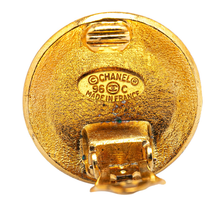 Chanel plaqué CC Rond Clip on Boucles d'oreilles