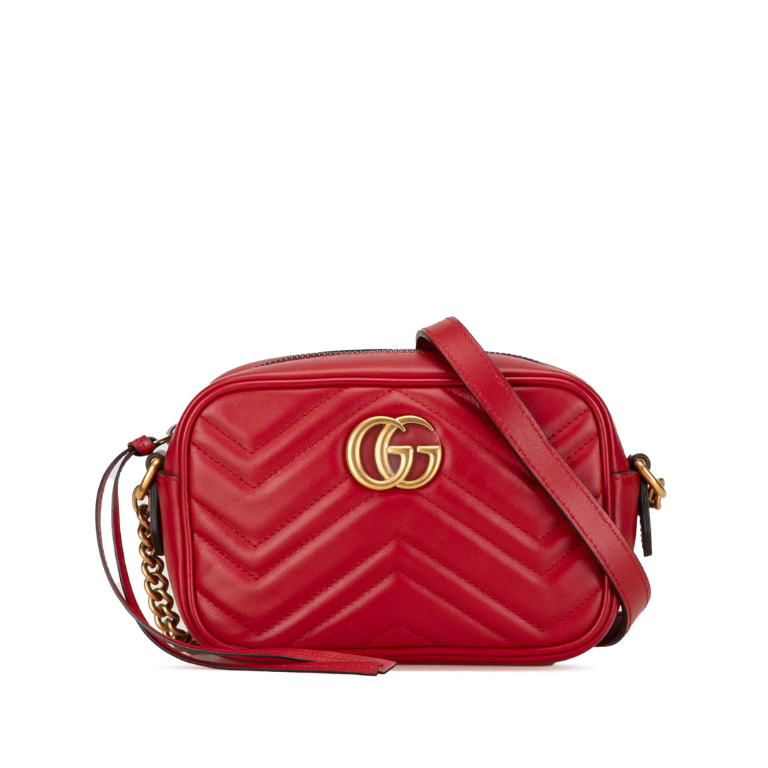 Gucci Mini GG Marmont Matelasse Crossbody Red - GABY PARIS