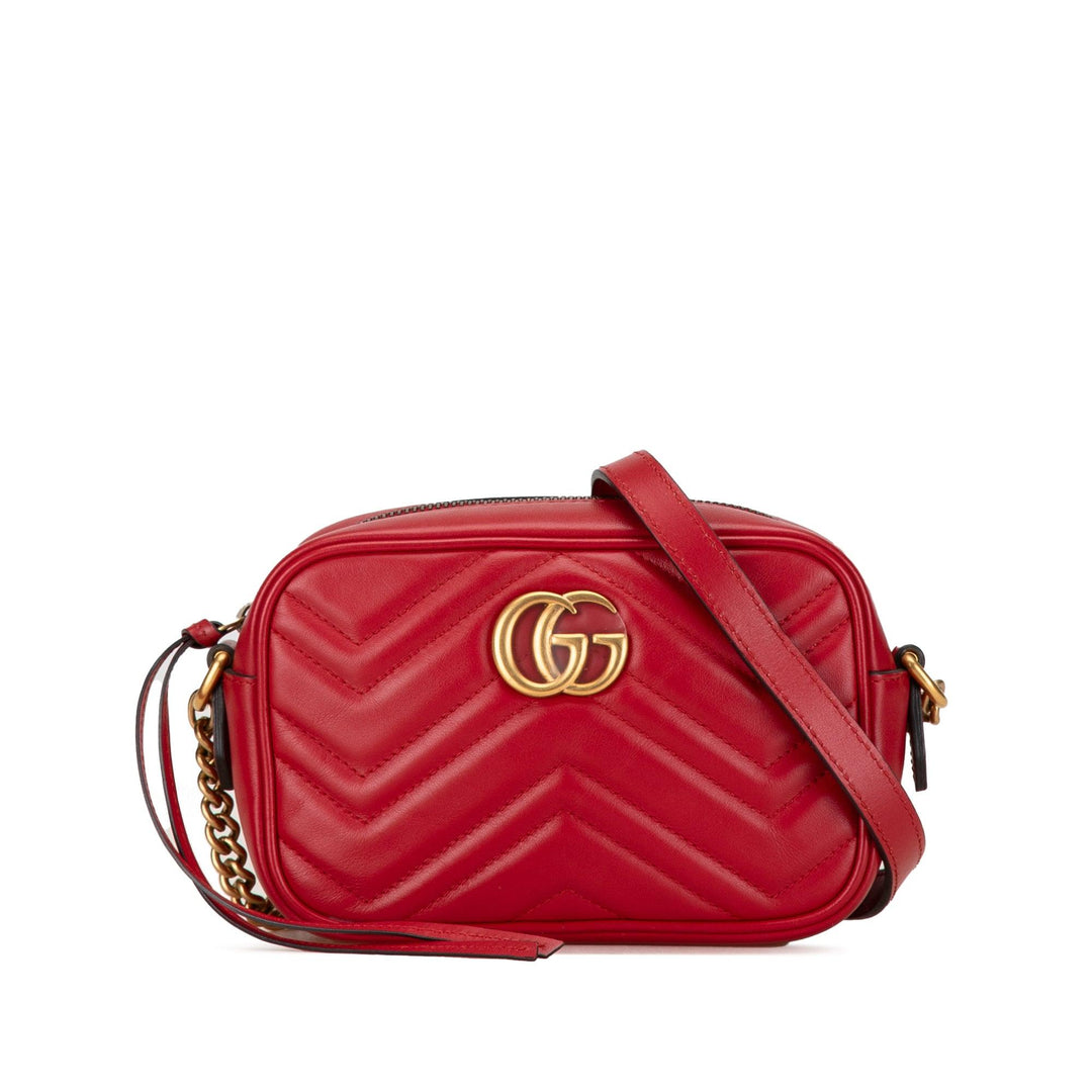 Mini GG Marmont Matelasse Crossbody Red - Gaby Paris