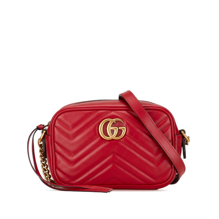 Mini GG Marmont Matelasse Crossbody Red - Gaby Paris