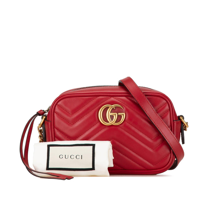 Mini GG Marmont Matelasse Crossbody Red - Gaby Paris