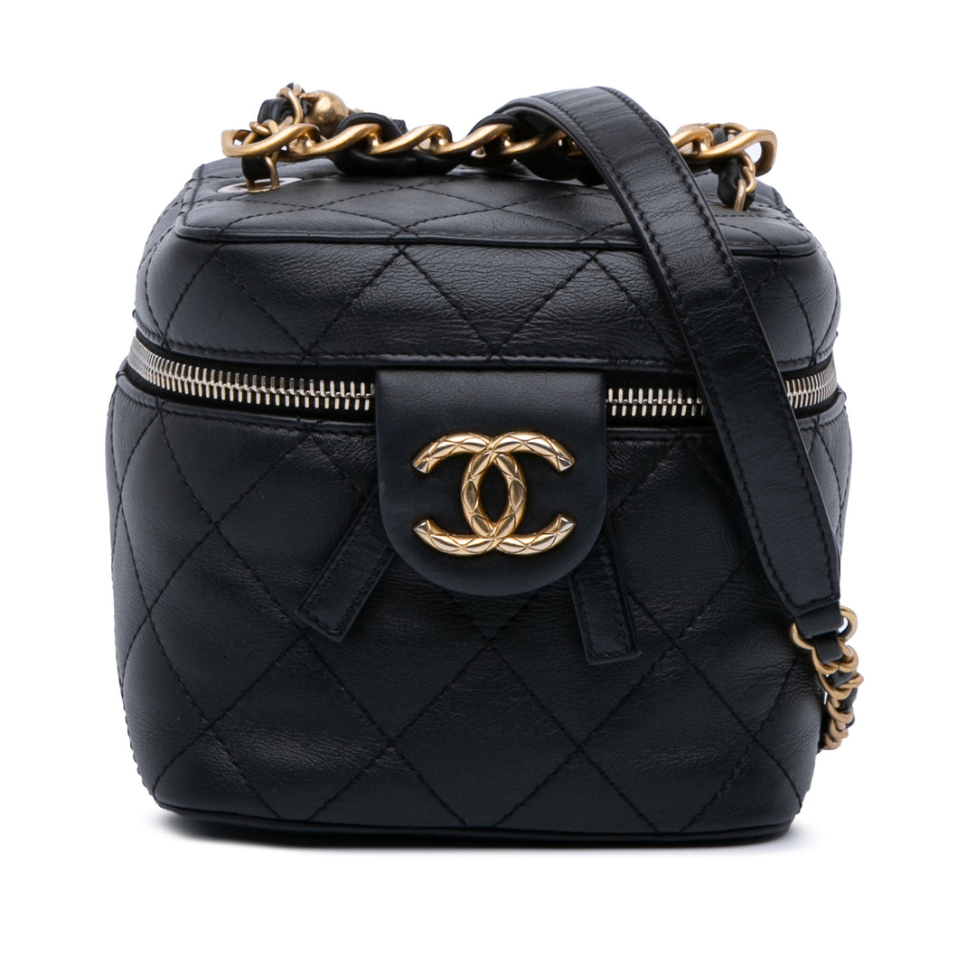 Small CC Lambskin Vanity Case Black - Gaby Paris