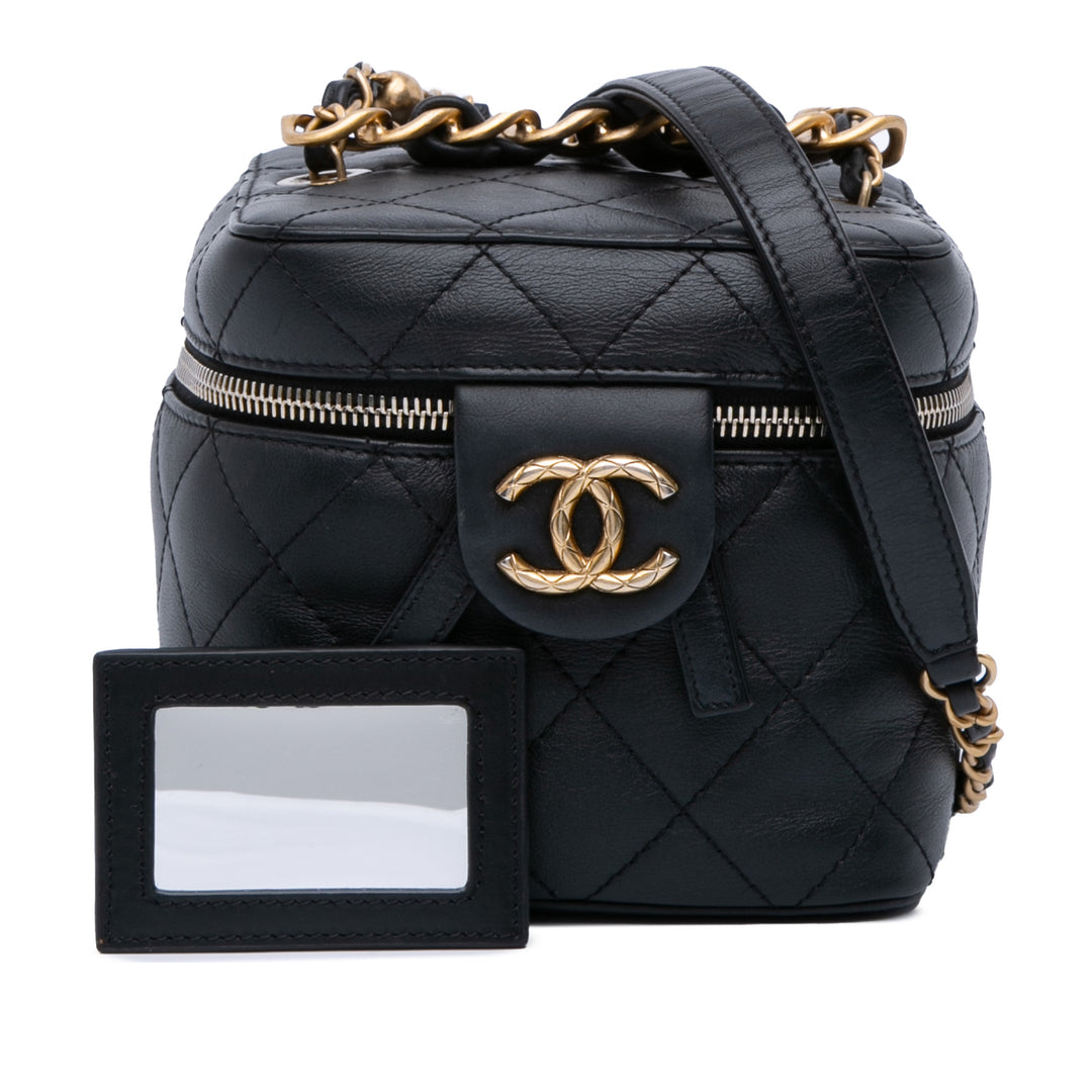 Small CC Lambskin Vanity Case Black - Gaby Paris