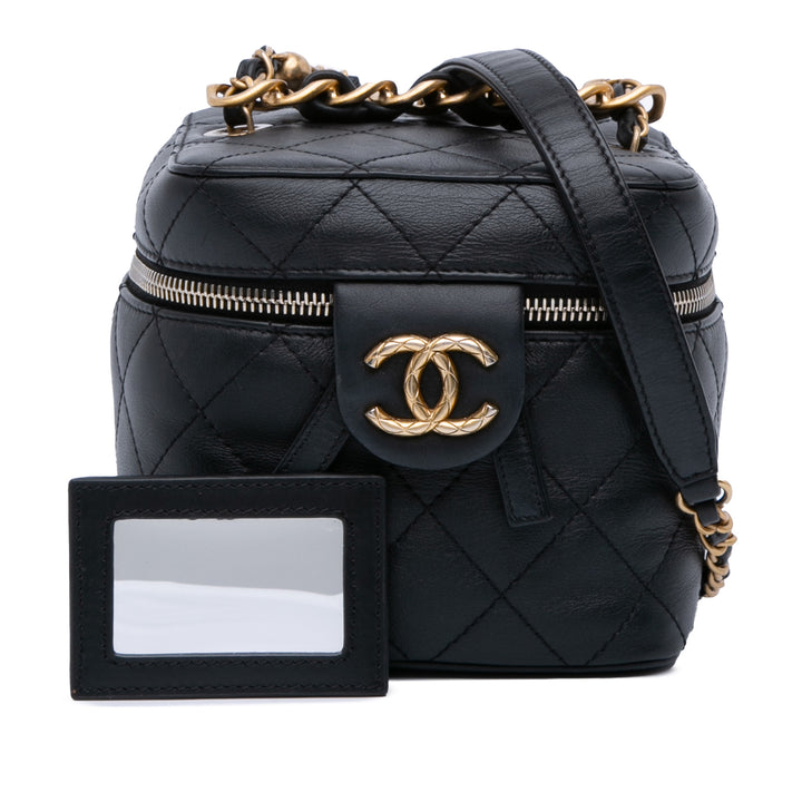 Small CC Lambskin Vanity Case Black - Gaby Paris