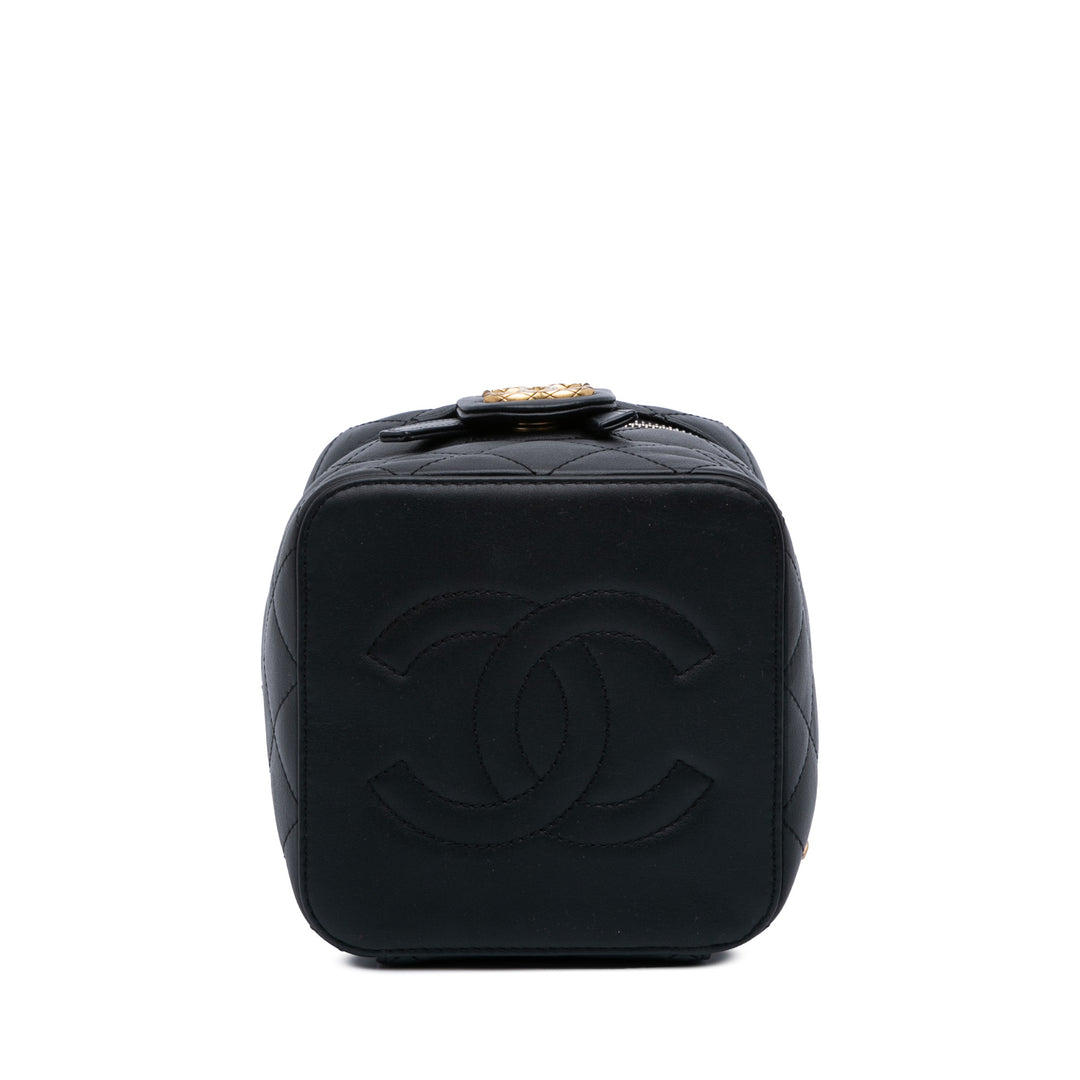 Small CC Lambskin Vanity Case Black - Gaby Paris