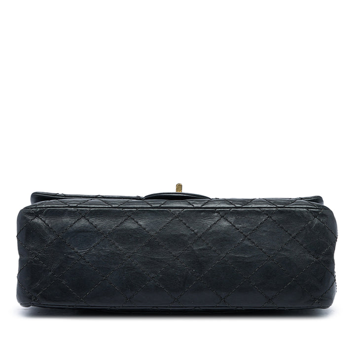 Matelassé vieilli Reissue 2.55 Double rabat 225 Cuir de veau Noir