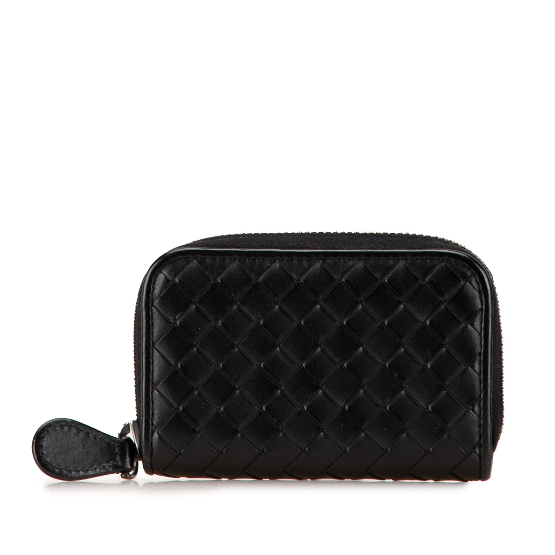 Leather Intrecciato Coin Pouch Black - Gaby Paris