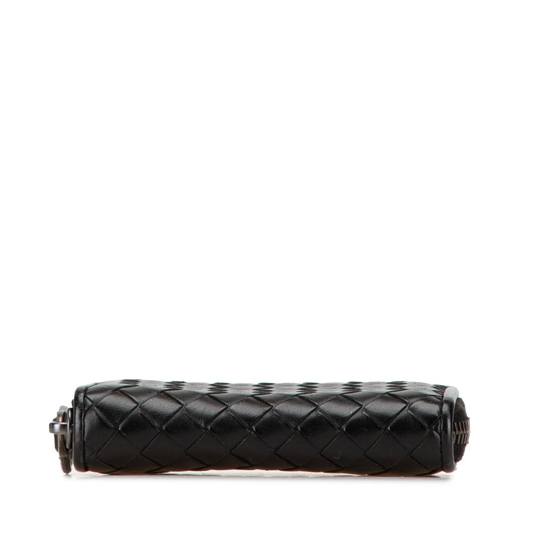 Leather Intrecciato Coin Pouch Black - Gaby Paris