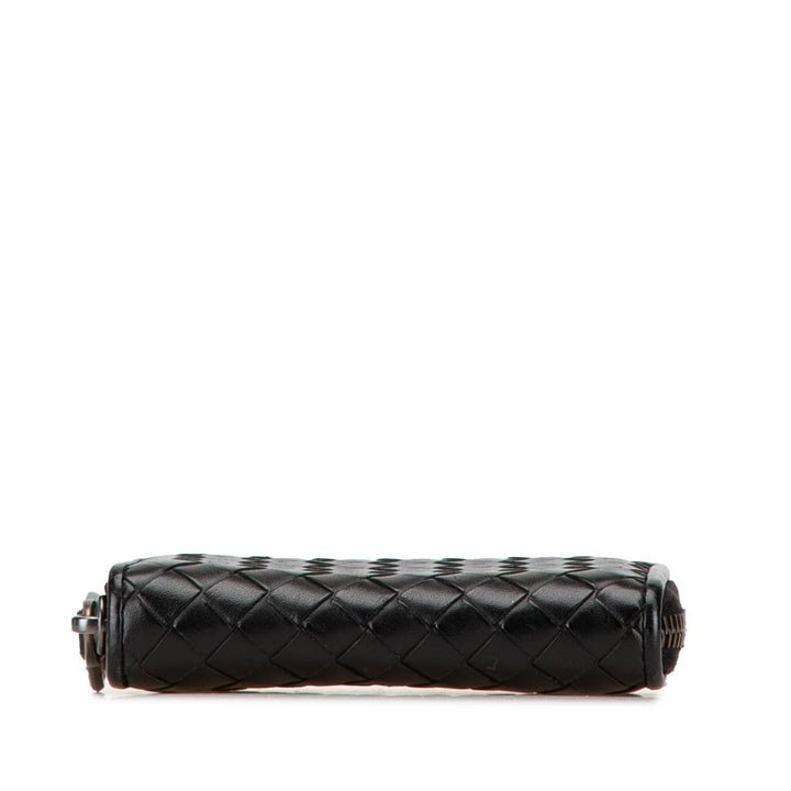 Leather Intrecciato Coin Pouch Black - Gaby Paris