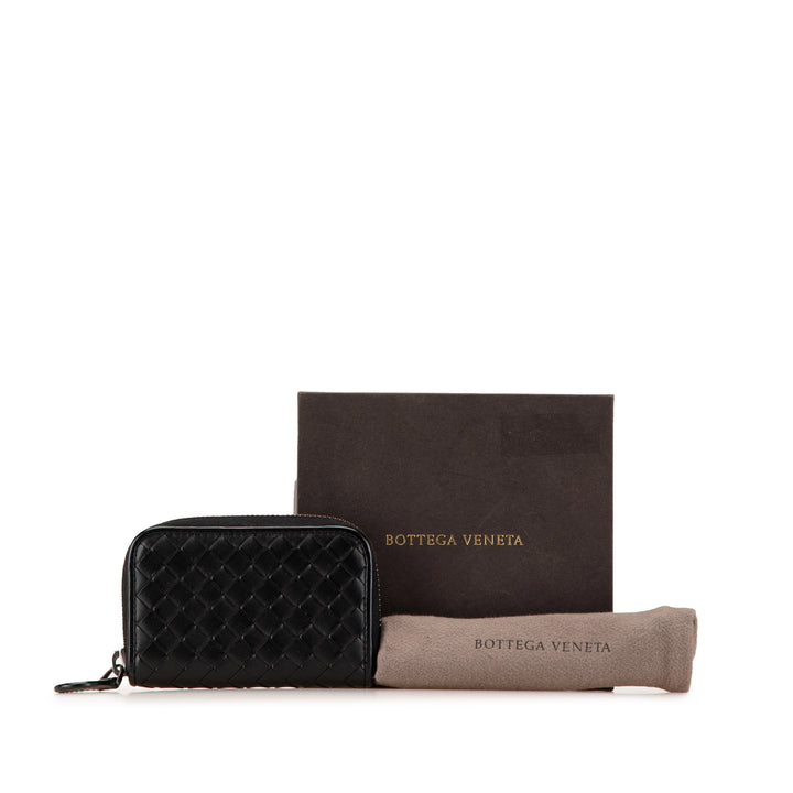 Leather Intrecciato Coin Pouch Black - Gaby Paris