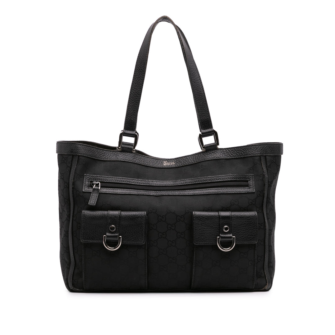 GG Canvas Abbey D Ring Pocket Tote Black - Gaby Paris