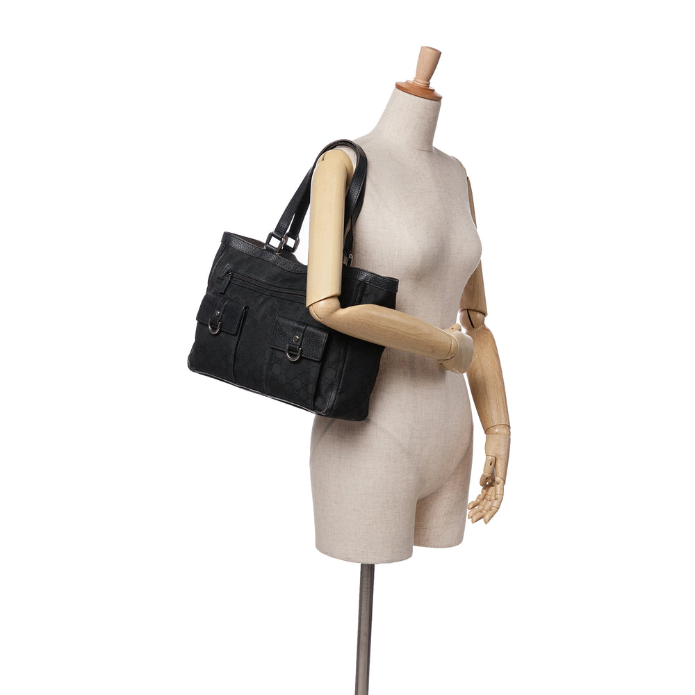 GG Canvas Abbey D Ring Pocket Tote Black - Gaby Paris