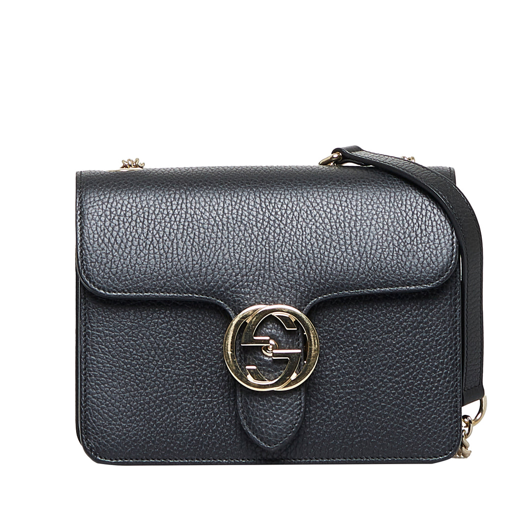 Dollar Calf Interlocking G Crossbody Black - Gaby Paris