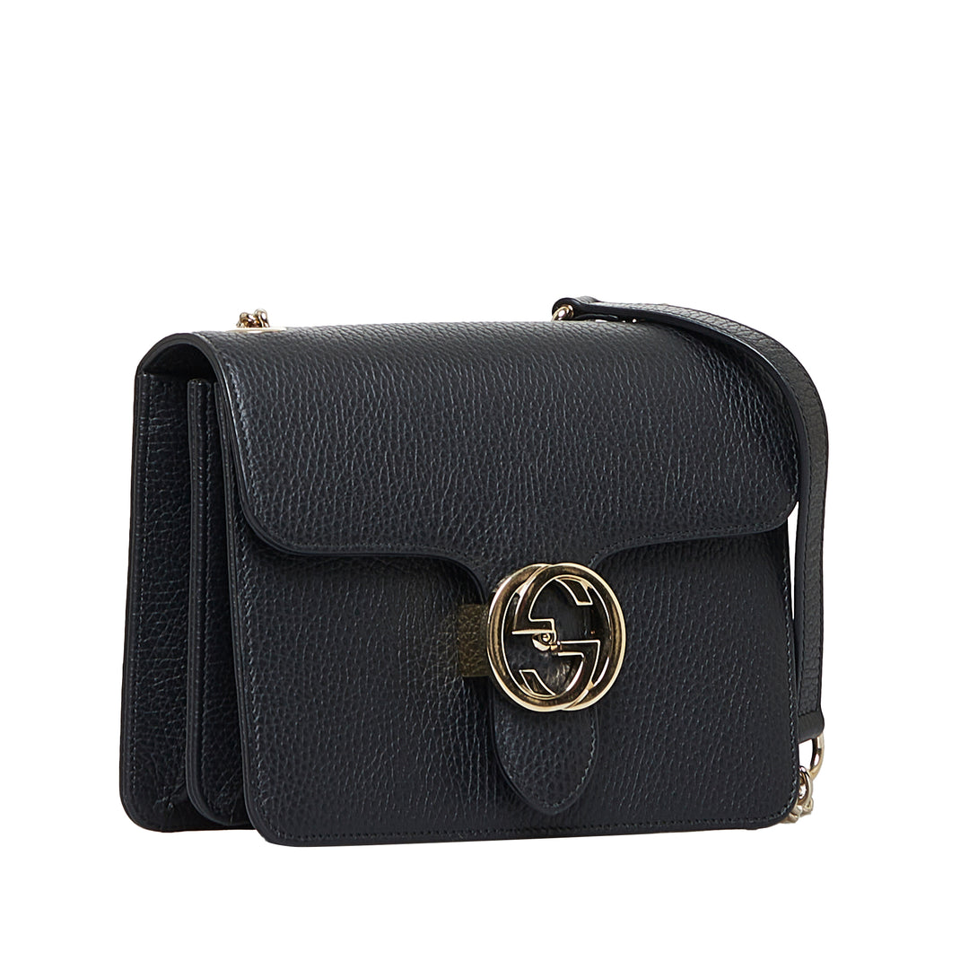 Dollar Calf Interlocking G Crossbody Black - Gaby Paris