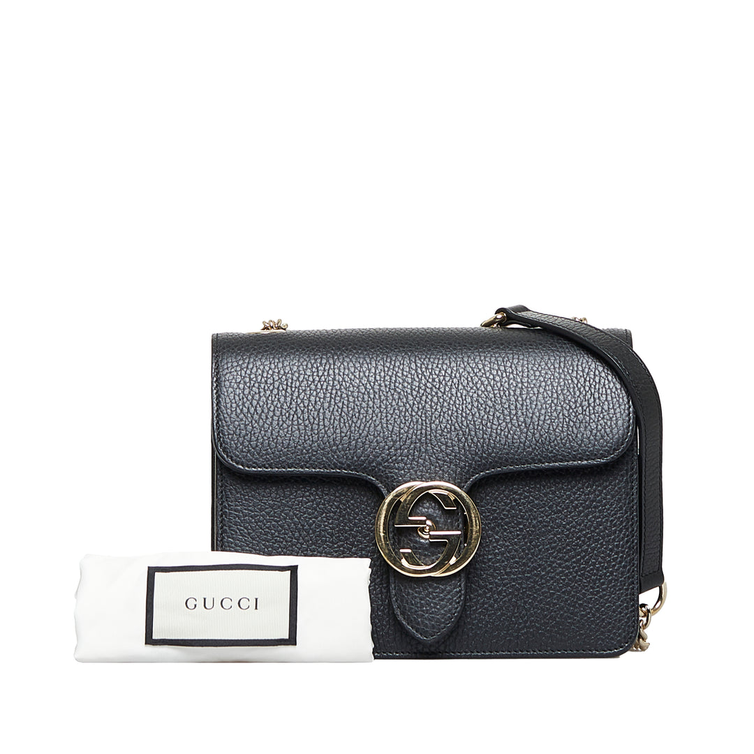 Dollar Calf Interlocking G Crossbody Black - Gaby Paris