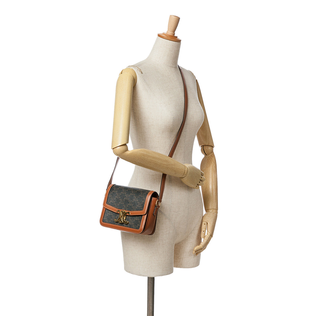 Teen Triomphe Coated Canvas Triomphe Crossbody Brown - Gaby Paris