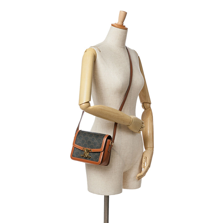 Teen Triomphe Coated Canvas Triomphe Crossbody Brown - Gaby Paris