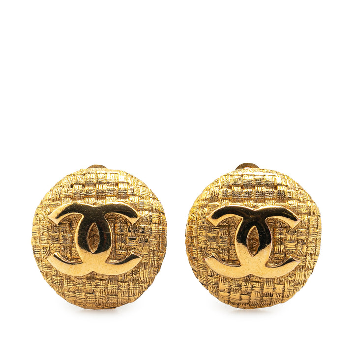 Gold Plated CC Clip On Earrings Gold - Gaby Paris