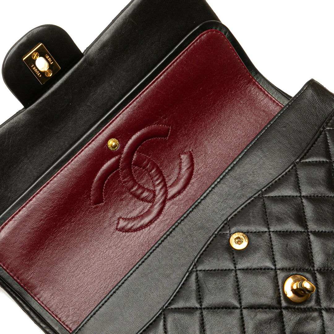 Medium Classic Lambskin Double Flap Black - Gaby Paris