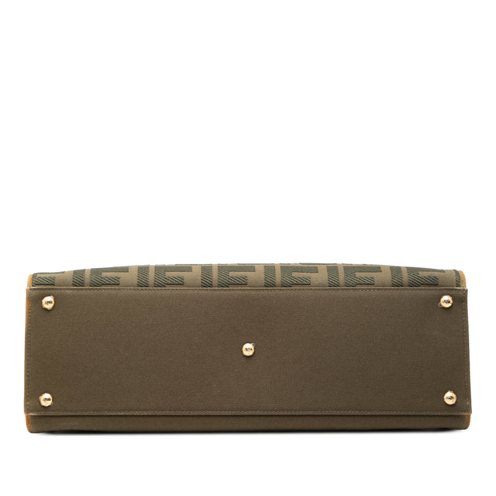 Fendi Zucca brodé Peekaboo X Cabas Vert – vue 3 – GABY PARIS