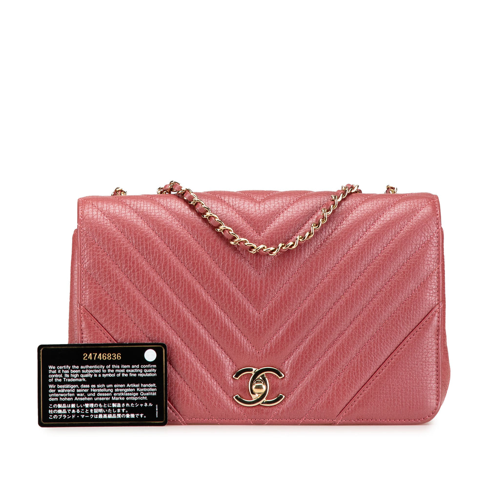 Medium Chevron Calfskin Statement Flap Pink - Gaby Paris