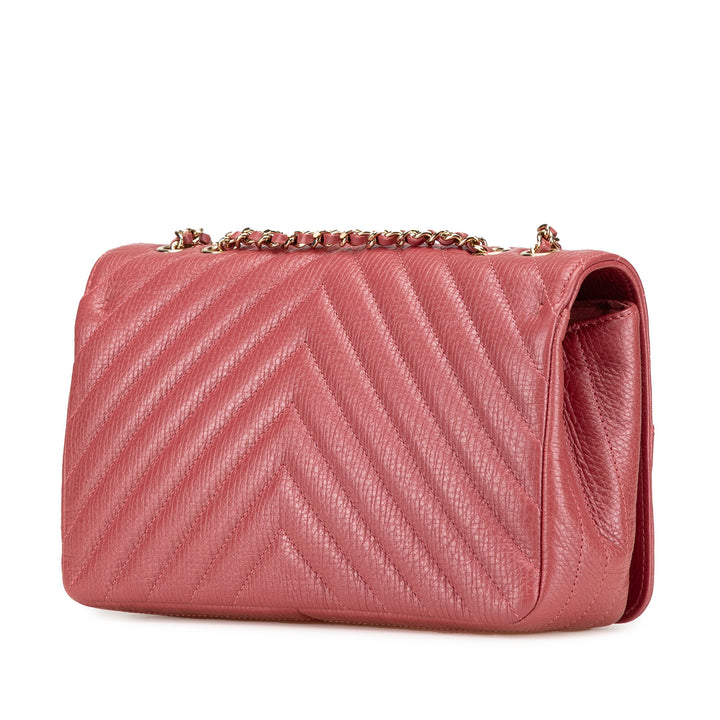 Medium Chevron Calfskin Statement Flap Pink - Gaby Paris