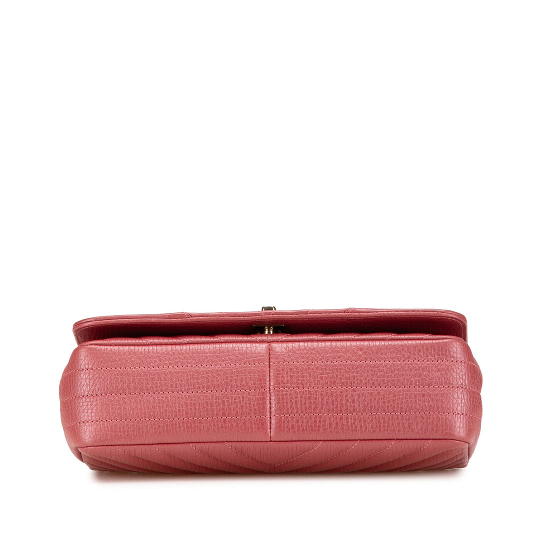Medium Chevron Calfskin Statement Flap Pink - Gaby Paris