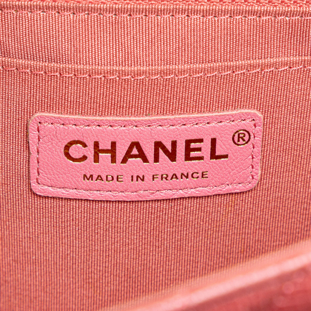 Medium Chevron Calfskin Statement Flap Pink - Gaby Paris