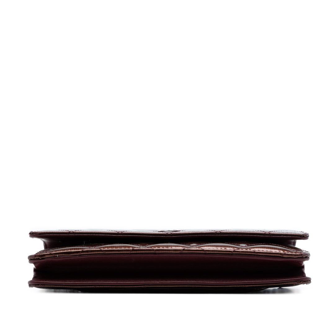 Chanel CC Matelassé Striated Metallic Cuir verni Wallet on Chain