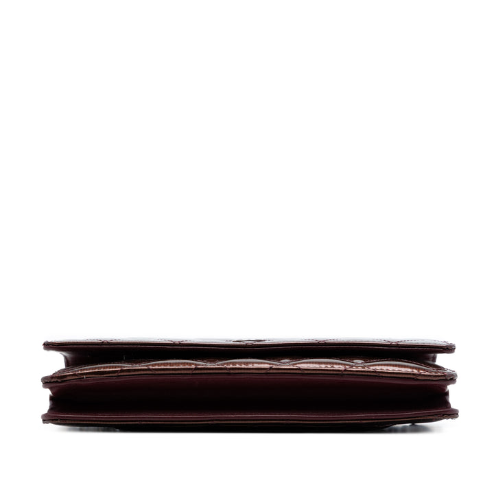 Chanel CC Matelassé Striated Metallic Cuir verni Wallet on Chain