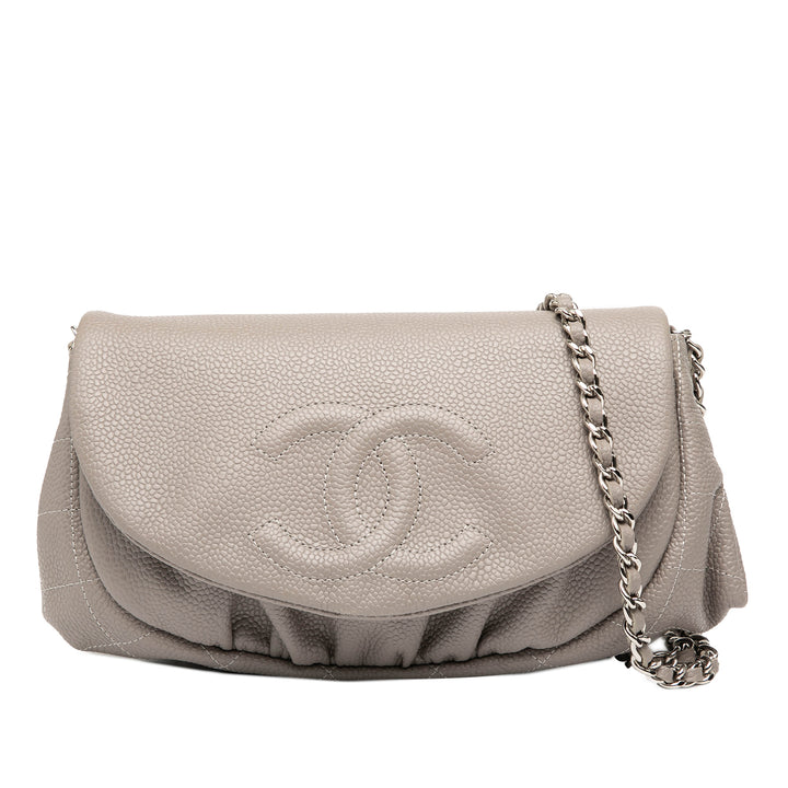 Chanel CC Caviar Half Moon Wallet on Chain Marron
