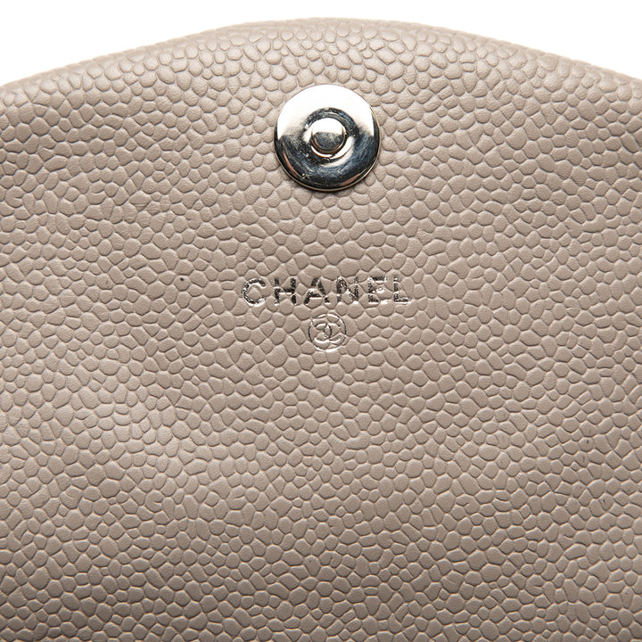 Chanel CC Caviar Half Moon Wallet on Chain Marron