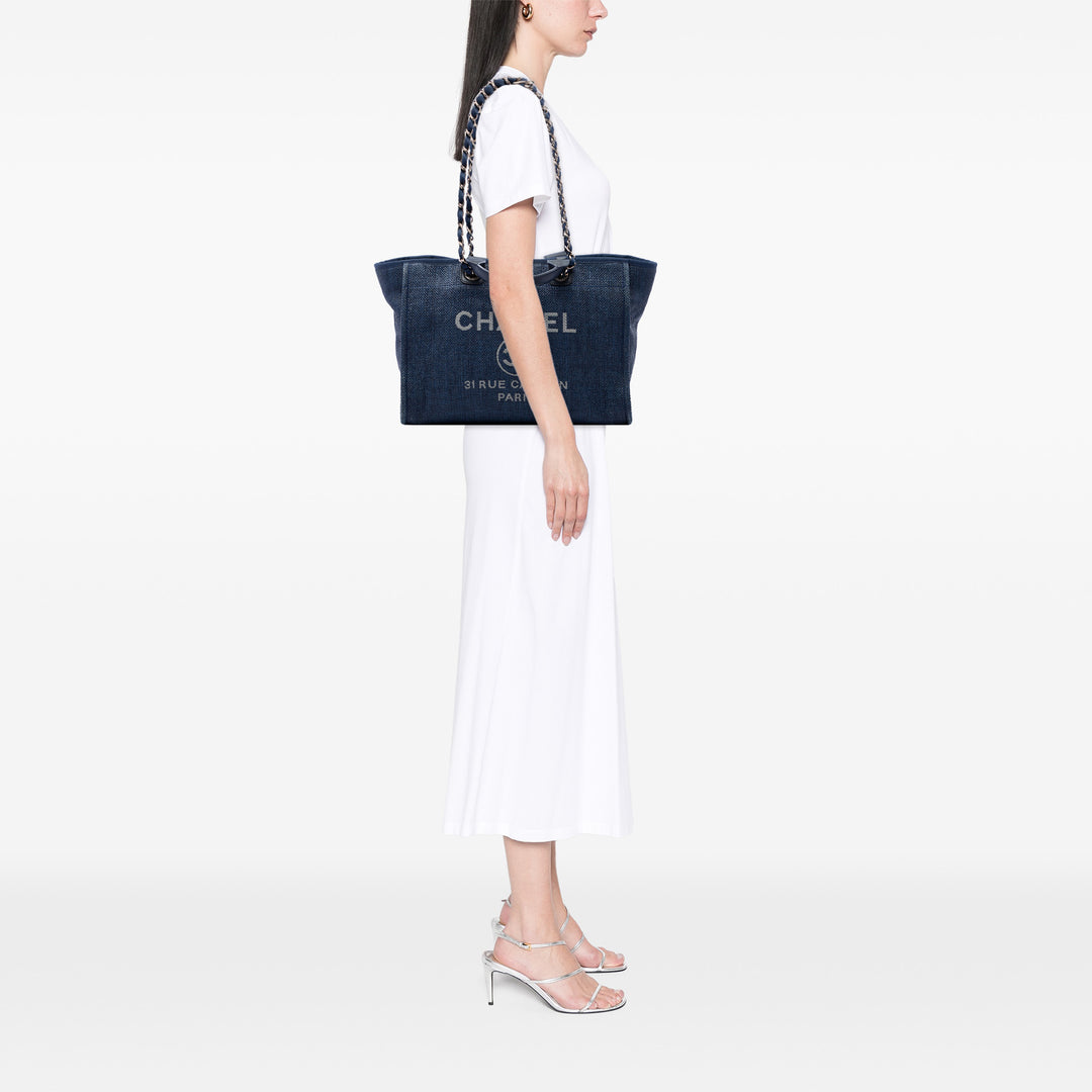 Chanel Deauville Cabas Moyen Bleu