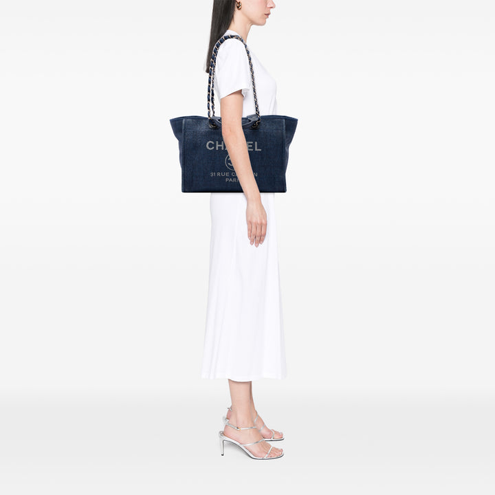Chanel Deauville Cabas Moyen Bleu