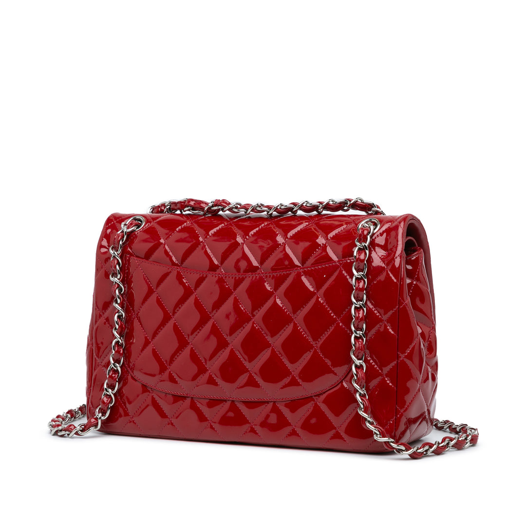 Chanel Jumbo Classic Patent Double Flap Red - GABY PARIS