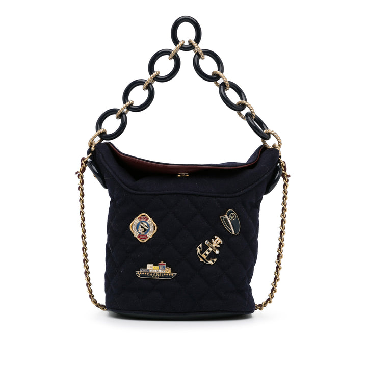 Paris-Hamburg Charms Wool Bucket Bag Blue - Gaby Paris