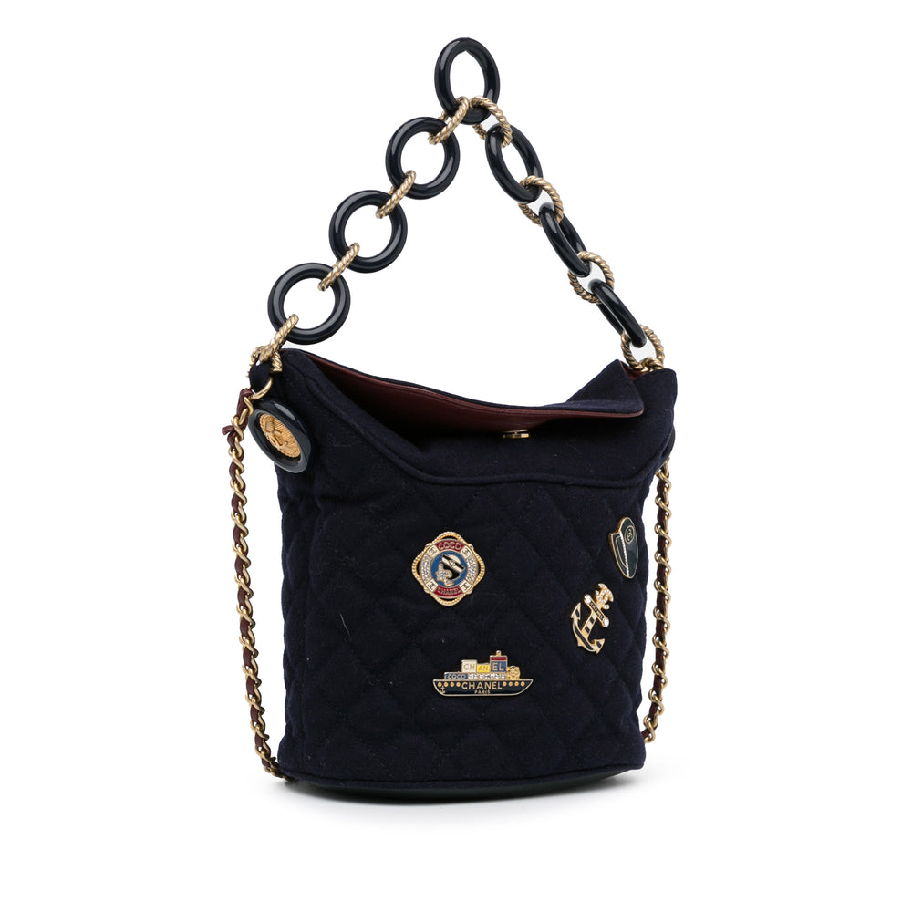 Paris-Hamburg Charms Wool Bucket Bag Blue - Gaby Paris