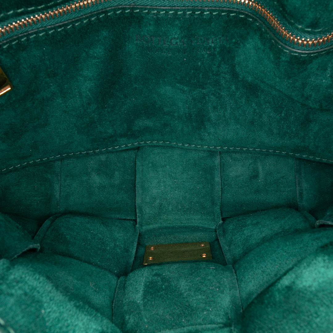 Suede Intrecciato Padded Chain Cassette Satchel Green - Gaby Paris