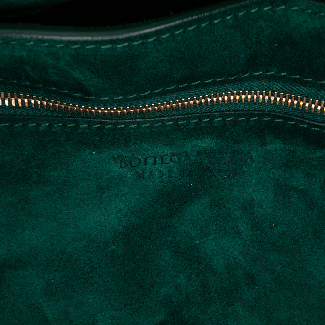 Suede Intrecciato Padded Chain Cassette Satchel Green - Gaby Paris