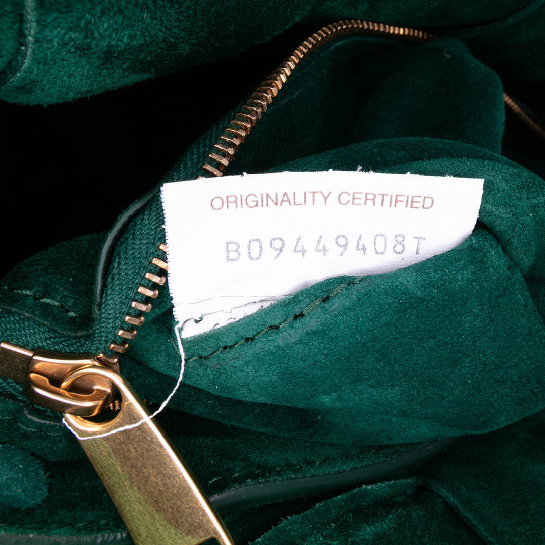 Suede Intrecciato Padded Chain Cassette Satchel Green - Gaby Paris