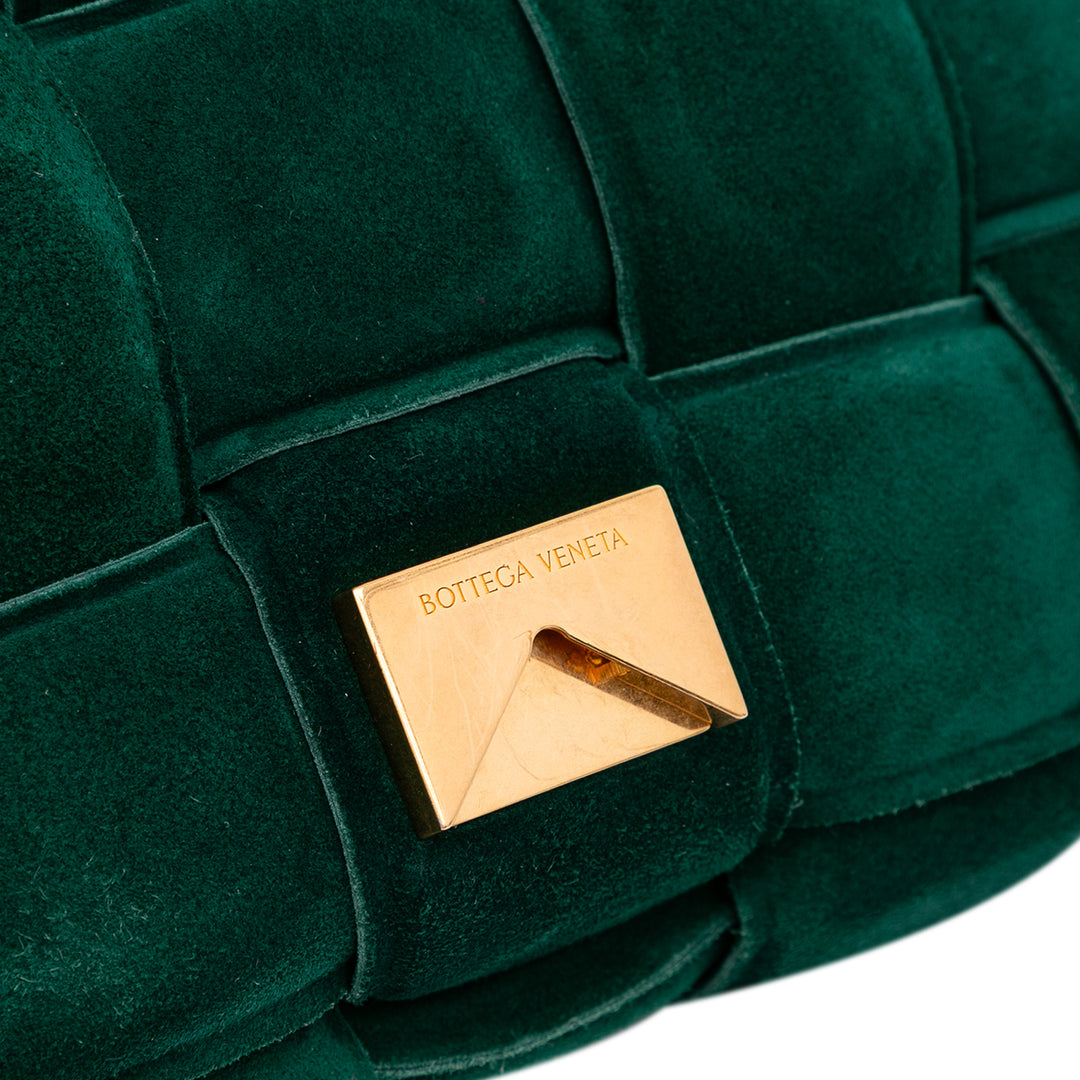 Suede Intrecciato Padded Chain Cassette Satchel Green - Gaby Paris