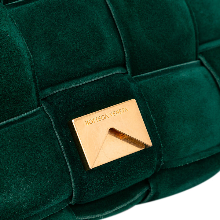 Suede Intrecciato Padded Chain Cassette Satchel Green - Gaby Paris