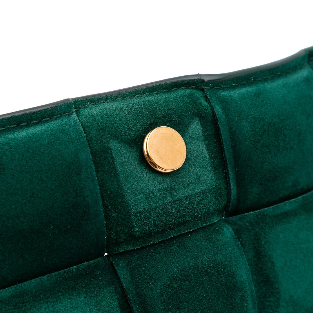 Suede Intrecciato Padded Chain Cassette Satchel Green - Gaby Paris