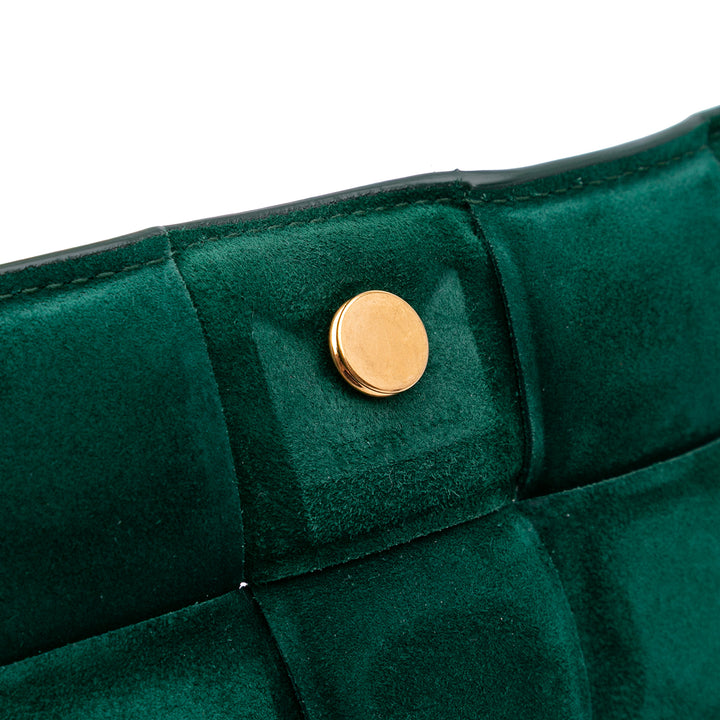 Suede Intrecciato Padded Chain Cassette Satchel Green - Gaby Paris