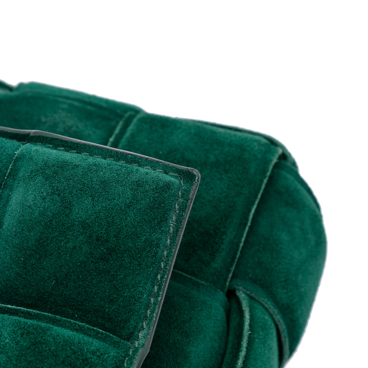 Suede Intrecciato Padded Chain Cassette Satchel Green - Gaby Paris
