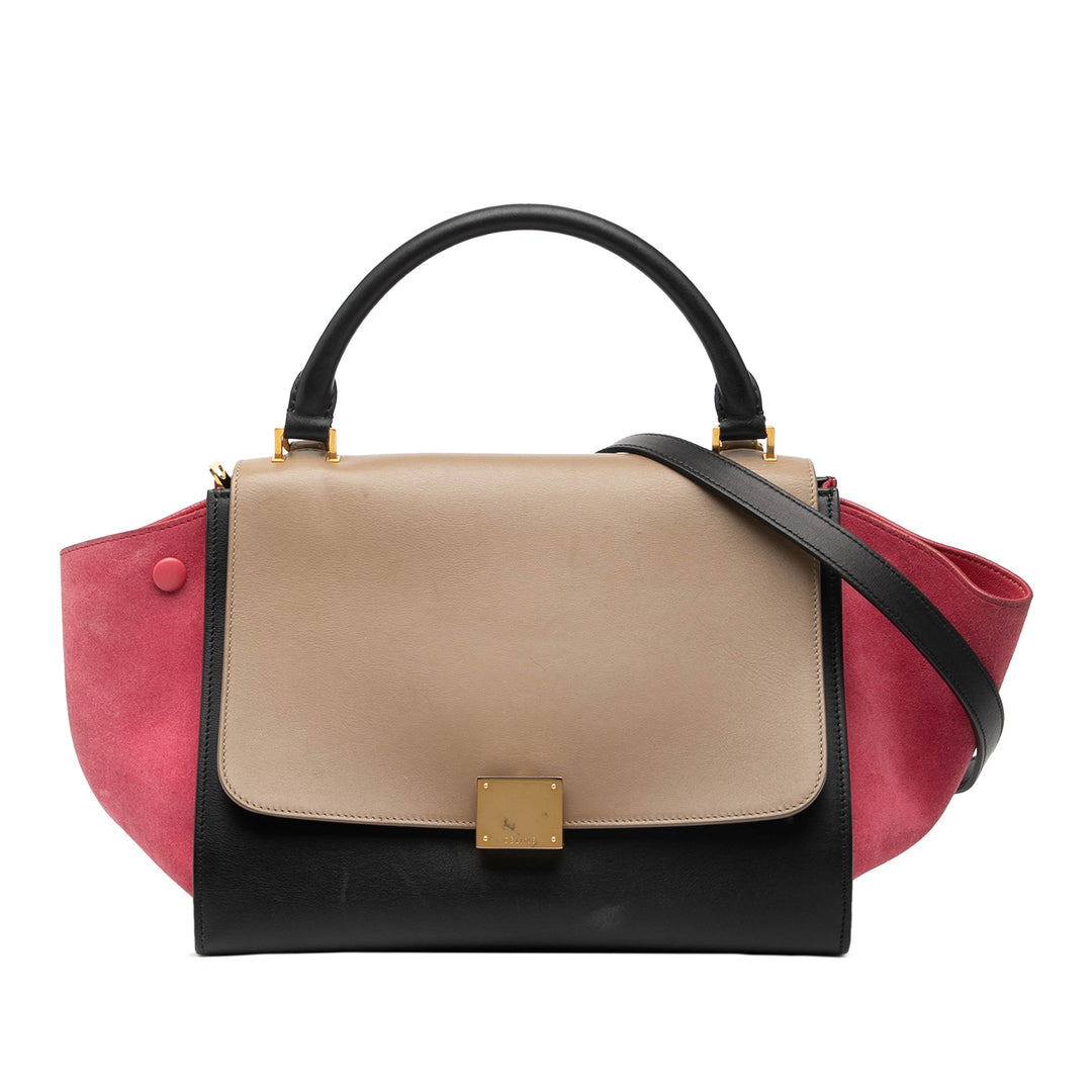 Celine Sac à main Tricolore et Trapeze Petit Cuir de veau Noir – vue principale – GABY PARIS