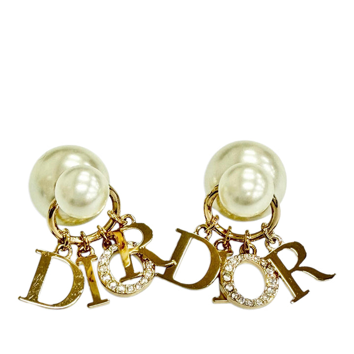 plaqué Perles fantaisie et Strass Logo pendantes Tribales fermoir poussette Boucles d'oreilles Doré
