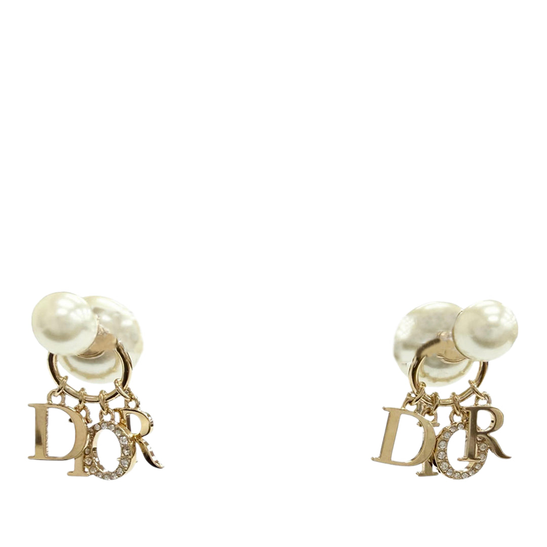 plaqué Perles fantaisie et Strass Logo pendantes Tribales fermoir poussette Boucles d'oreilles Doré