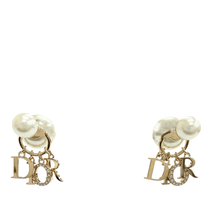 plaqué Perles fantaisie et Strass Logo pendantes Tribales fermoir poussette Boucles d'oreilles Doré
